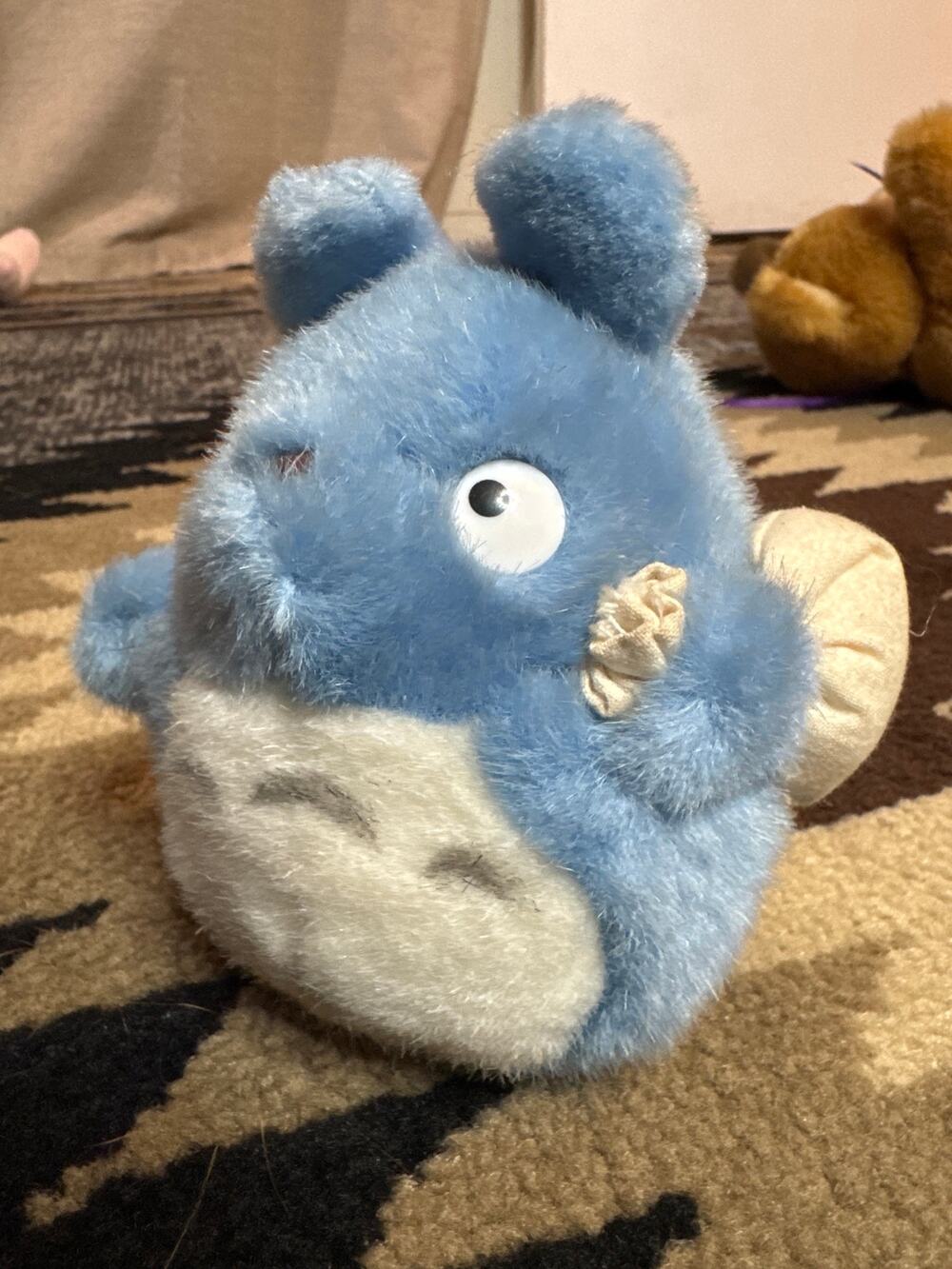 Vintage Sun Arrow Blue Totoro Plush 6" Nibariki Tokuma Shoten Studio Ghibli Bag